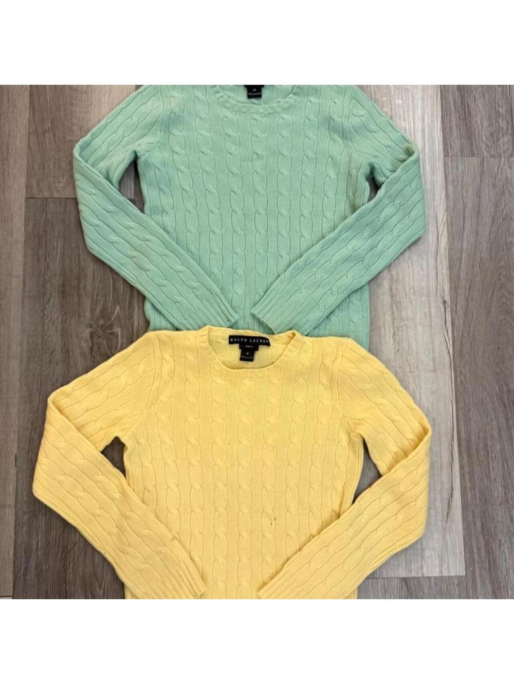 Ralph Lauren black label cable knit cashmere sweater bundle sz M slim fit